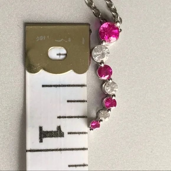 10k White gold Pink gemstone wavy necklace - Picture 8 of 10